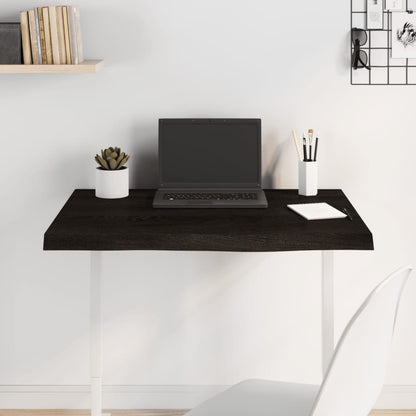 Table Top 60x60x(2-6) Treated Solid Wood Oak Dark Brown 80 cm