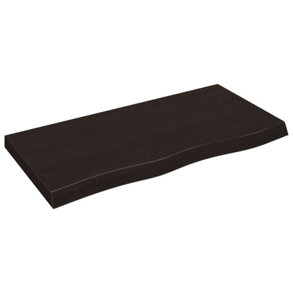 Table Top 60x50x(2-6) Treated Solid Wood Oak Dark Brown 100 cm