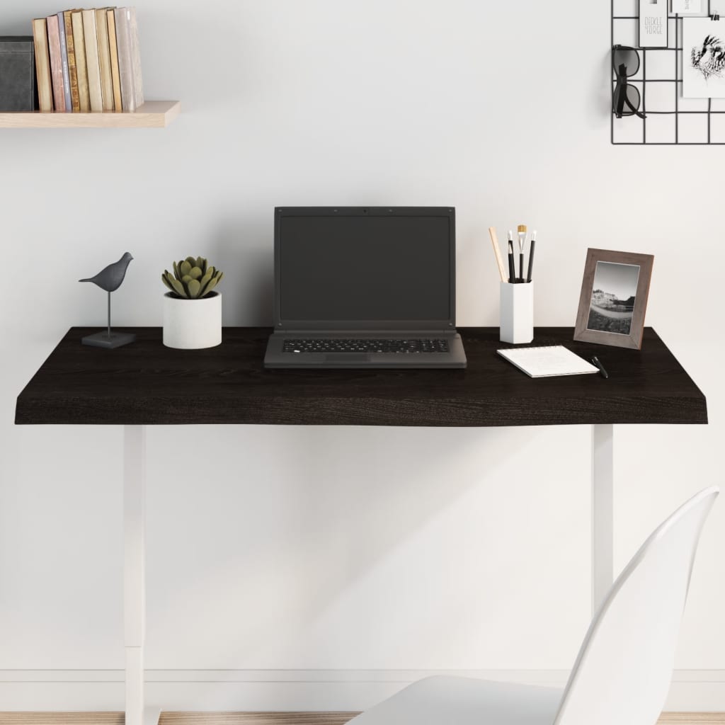 Table Top 60x50x(2-6) Treated Solid Wood Oak Dark Brown 100 cm
