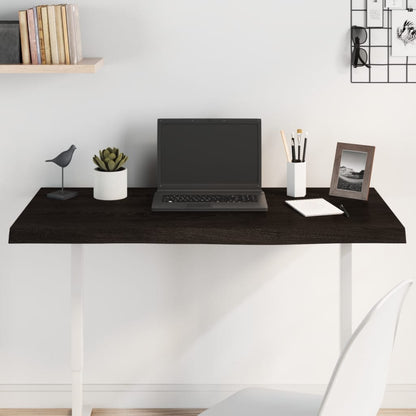 Table Top 60x50x(2-6) Treated Solid Wood Oak Dark Brown 100 cm