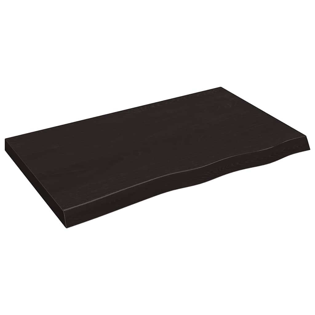 Table Top 60x60x(2-6) Treated Solid Wood Oak Dark Brown 100 cm