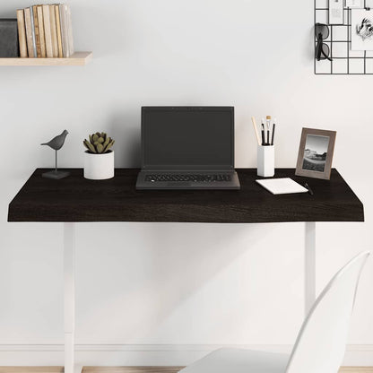 Table Top 60x60x(2-6) Treated Solid Wood Oak Dark Brown 100 cm
