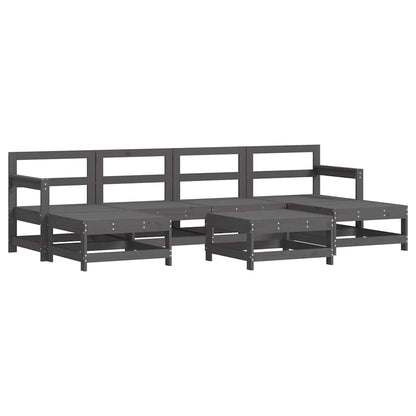 vidaXL 7 Piece Garden Lounge Set with Cushions Grey Solid Wood 3