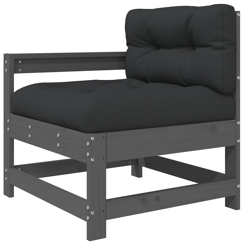vidaXL 7 Piece Garden Lounge Set with Cushions Grey Solid Wood 5