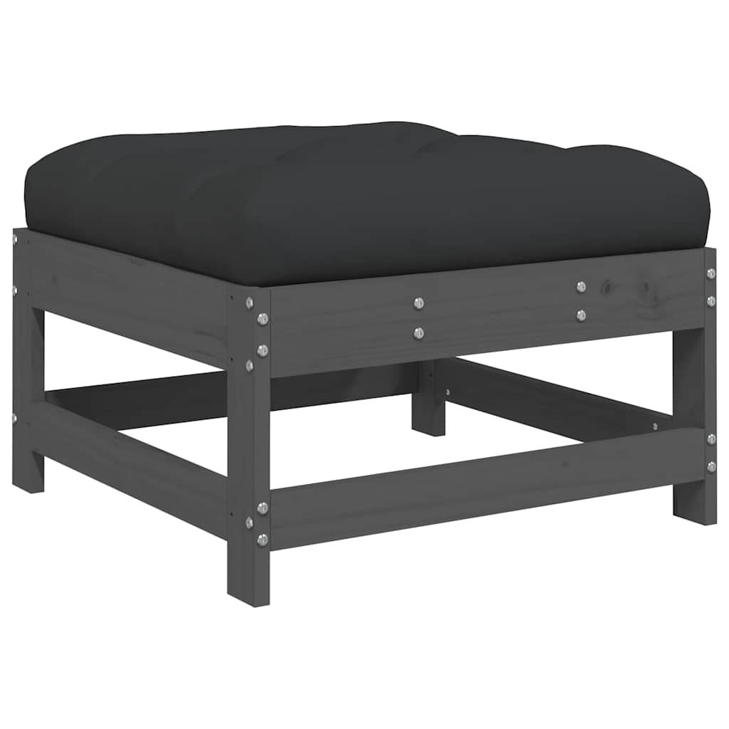 vidaXL 7 Piece Garden Lounge Set with Cushions Grey Solid Wood 6