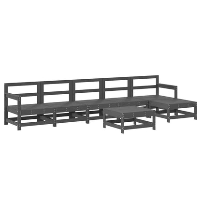 vidaXL 7 Piece Garden Lounge Set with Cushions Grey Solid Wood 3