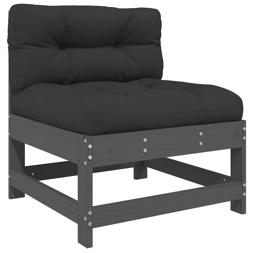 vidaXL 7 Piece Garden Lounge Set with Cushions Grey Solid Wood 4