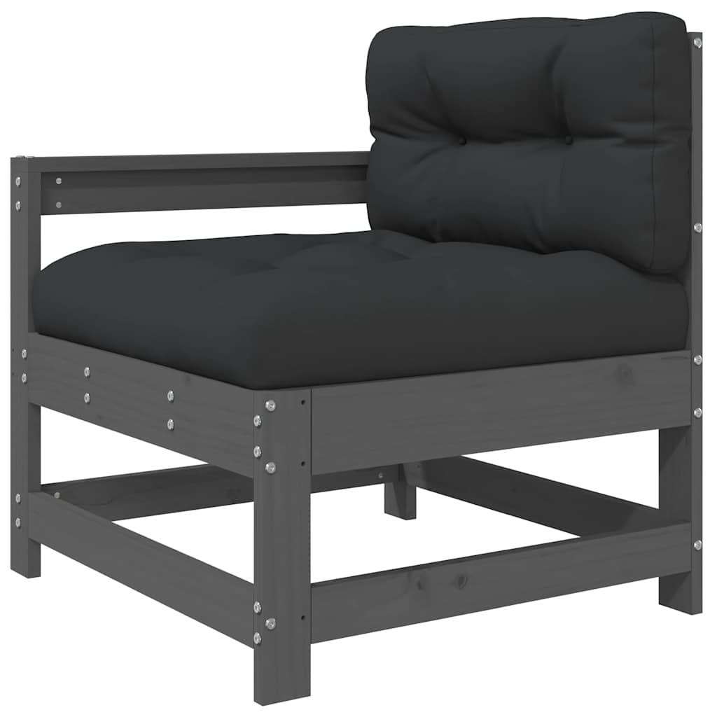 vidaXL 7 Piece Garden Lounge Set with Cushions Grey Solid Wood 5