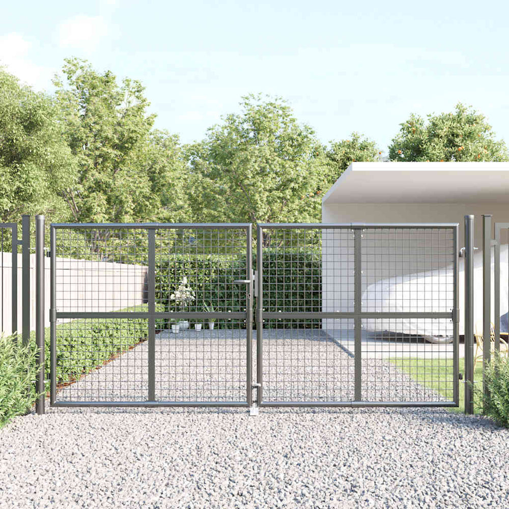 vidaXL Mesh Garden Gate 300x125 cm Galvanised Steel