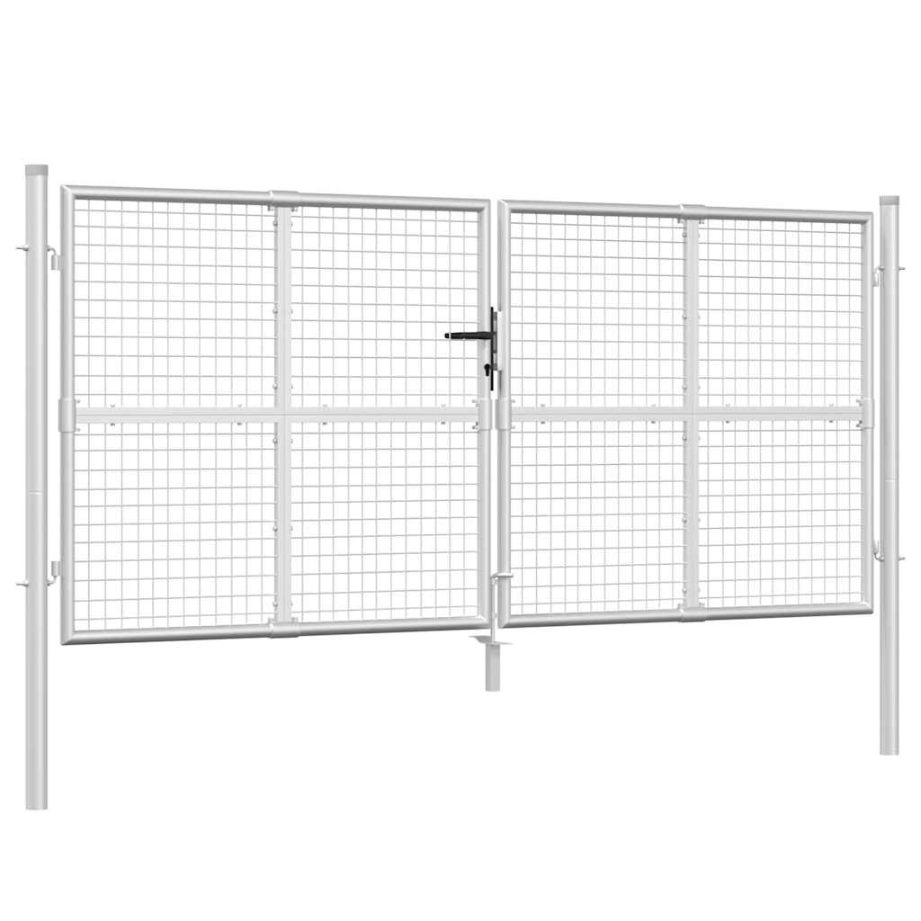 vidaXL Mesh Garden Gate Silver 300x125 cm Galvanised Steel 2