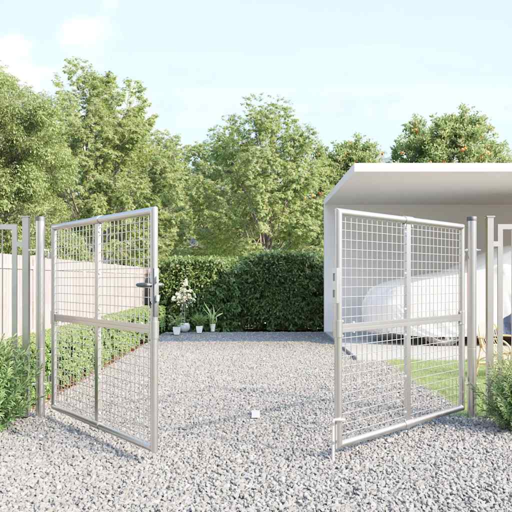 Mesh Garden Gate 300x125 cm Galvanised Steel Silver