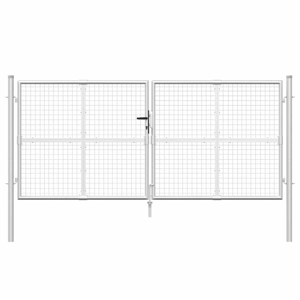 vidaXL Mesh Garden Gate Silver 300x125 cm Galvanised Steel 4