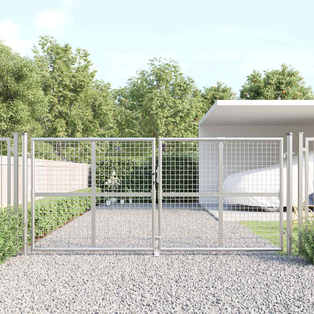 vidaXL Mesh Garden Gate Silver 300x125 cm Galvanised Steel 1