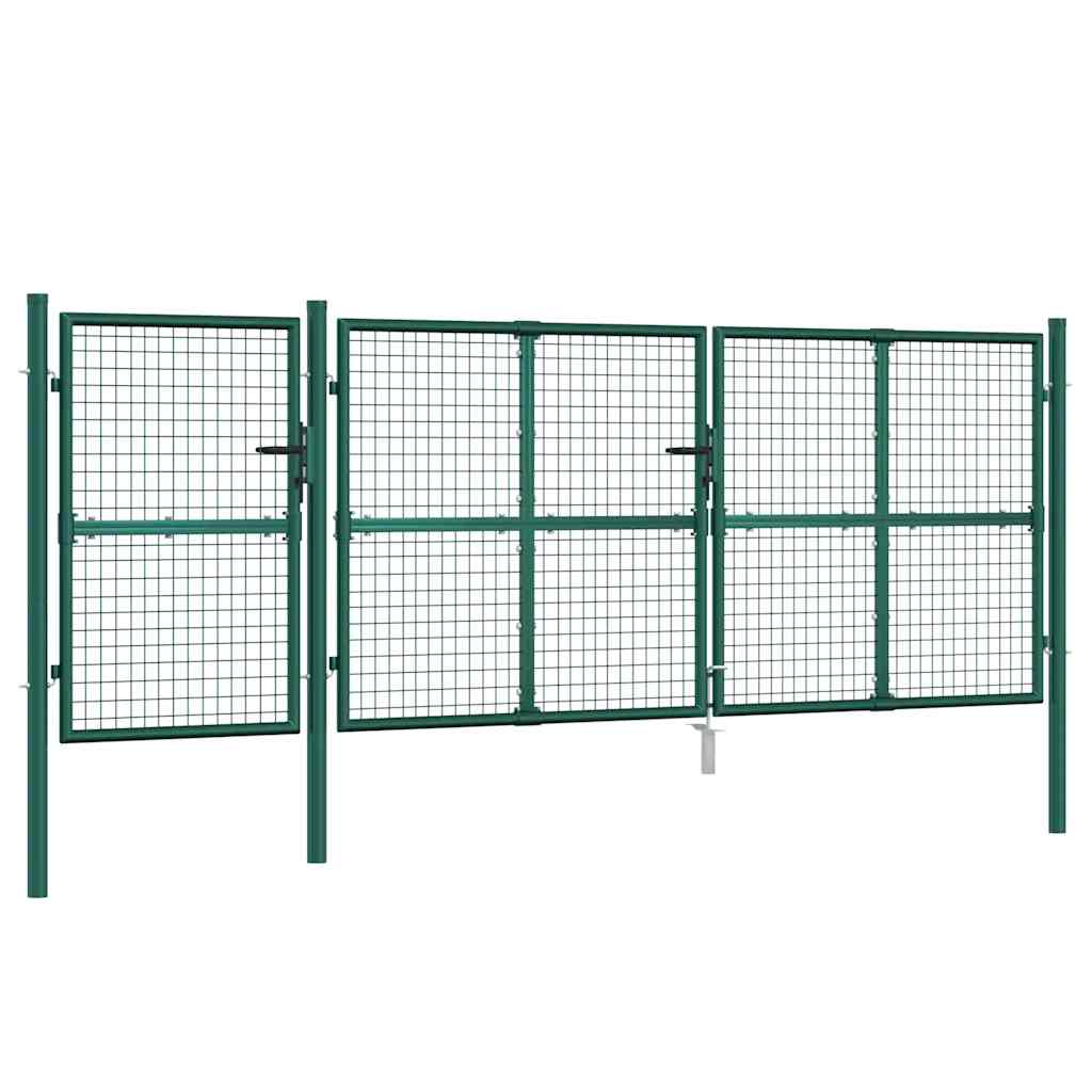 vidaXL Mesh Garden Gate Green 400x125 cm Galvanised Steel 2