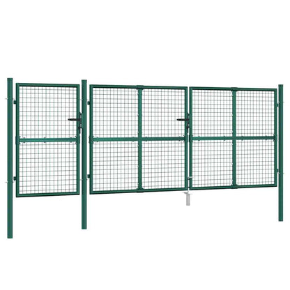 vidaXL Mesh Garden Gate Green 400x125 cm Galvanised Steel 2