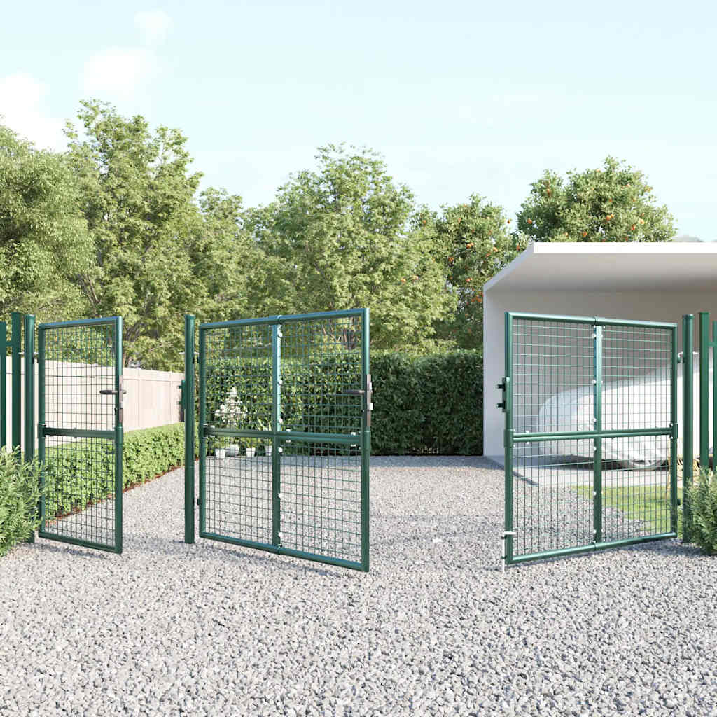 vidaXL Mesh Garden Gate Green 400x125 cm Galvanised Steel 3