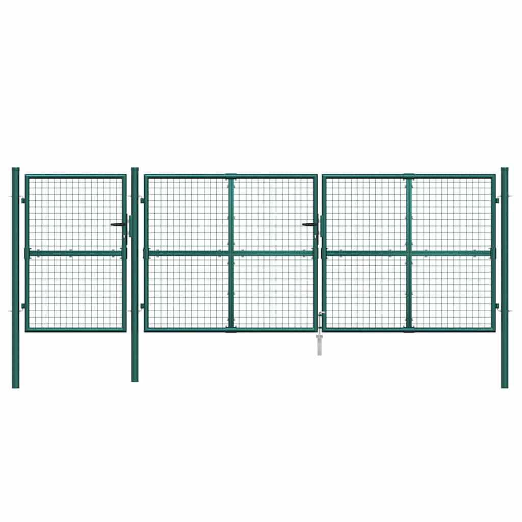 vidaXL Mesh Garden Gate Green 400x125 cm Galvanised Steel 4