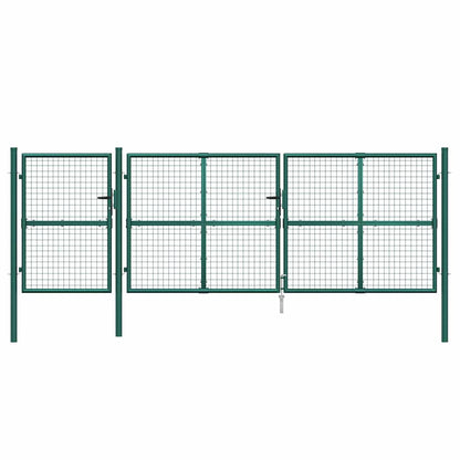 vidaXL Mesh Garden Gate Green 400x125 cm Galvanised Steel 4
