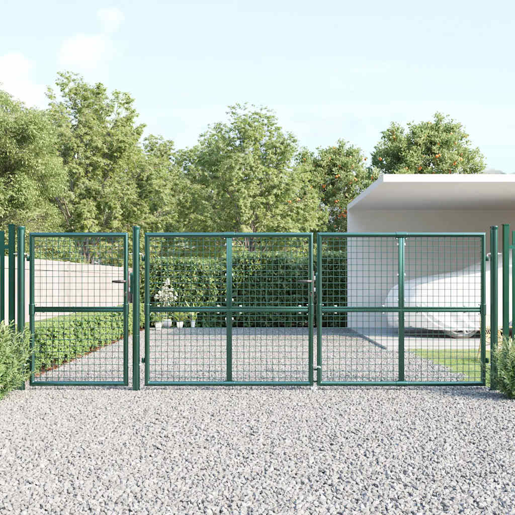 vidaXL Mesh Garden Gate Green 400x125 cm Galvanised Steel 1