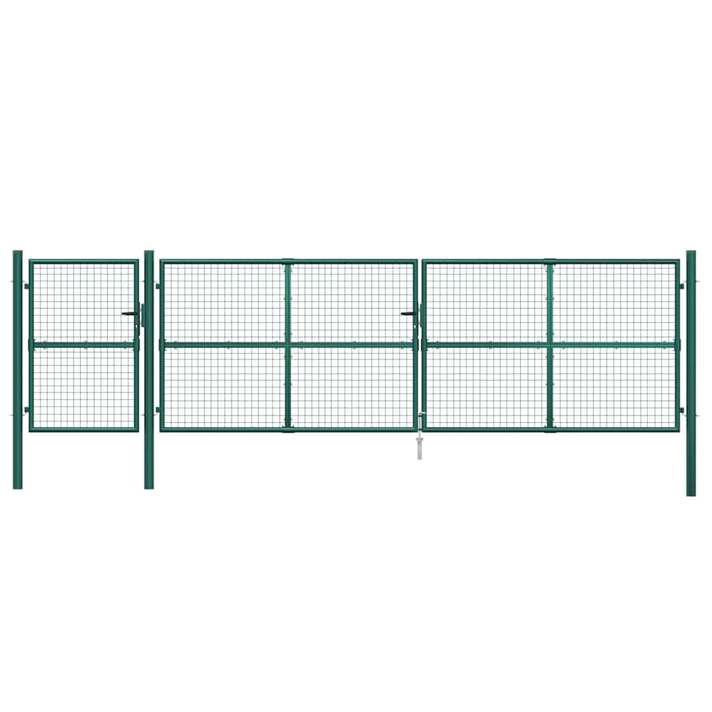 vidaXL Mesh Garden Gate Green 500x125 cm Galvanised Steel 4