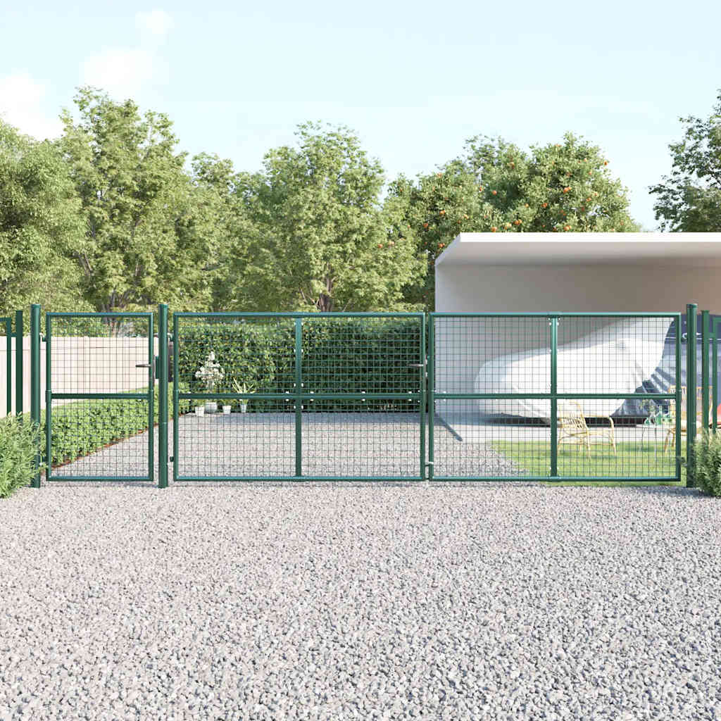 vidaXL Mesh Garden Gate Green 500x125 cm Galvanised Steel 1