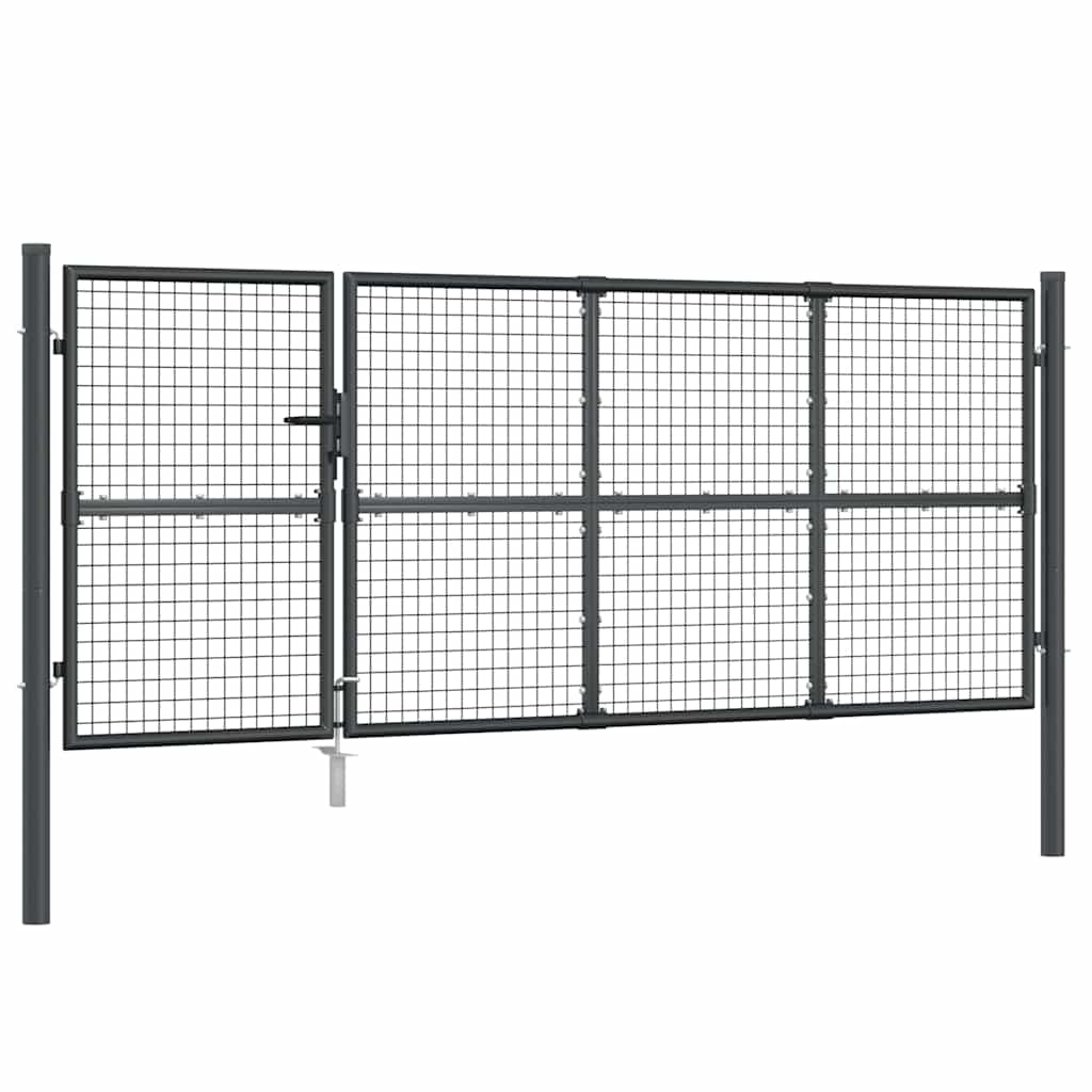 vidaXL Mesh Garden Gate Anthracite 350x125 cm Galvanised Steel 2