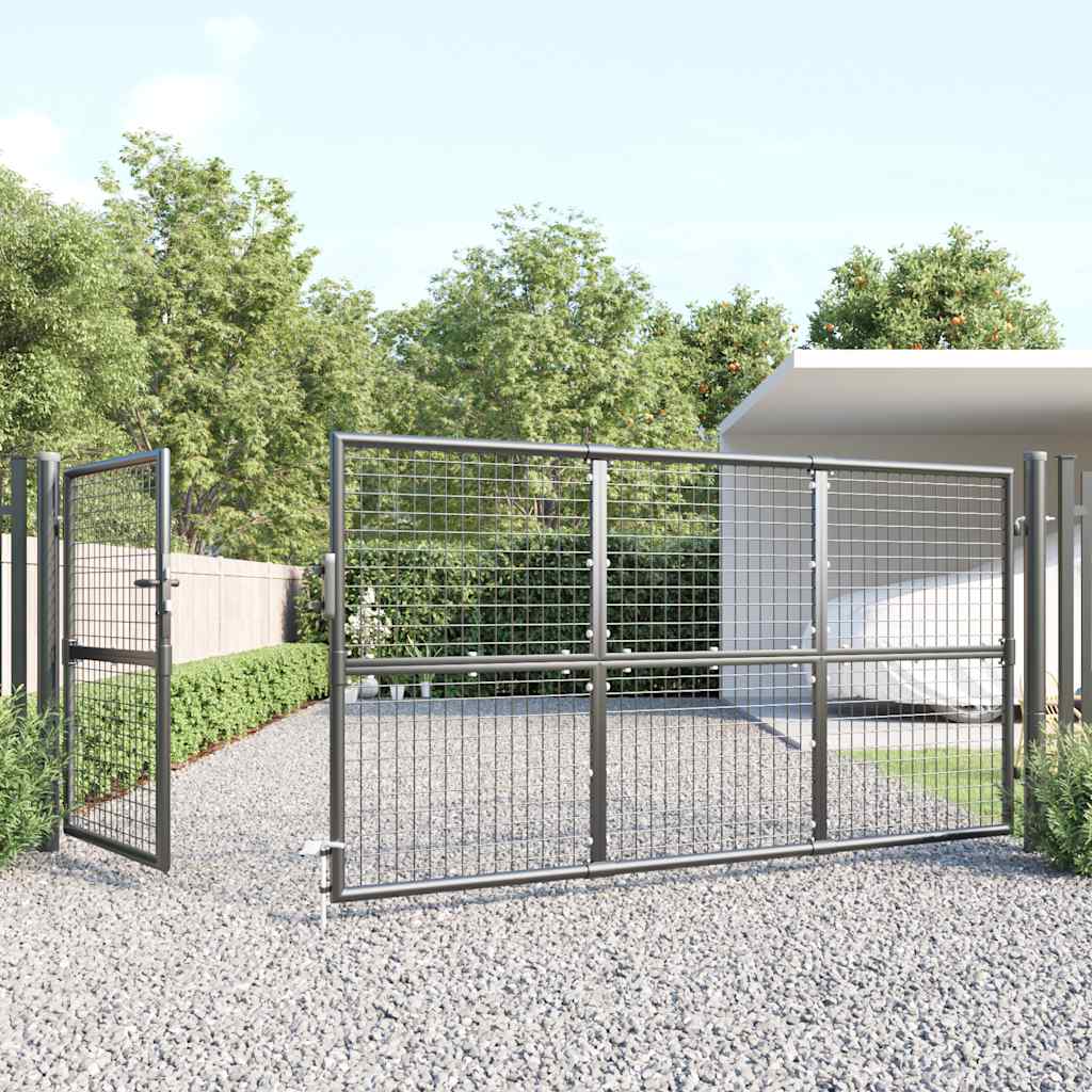 vidaXL Mesh Garden Gate Anthracite 350x125 cm Galvanised Steel 3