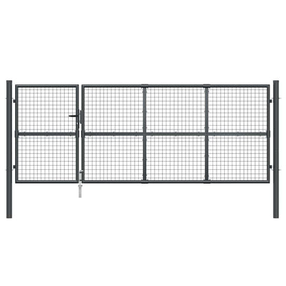 vidaXL Mesh Garden Gate Anthracite 350x125 cm Galvanised Steel 4