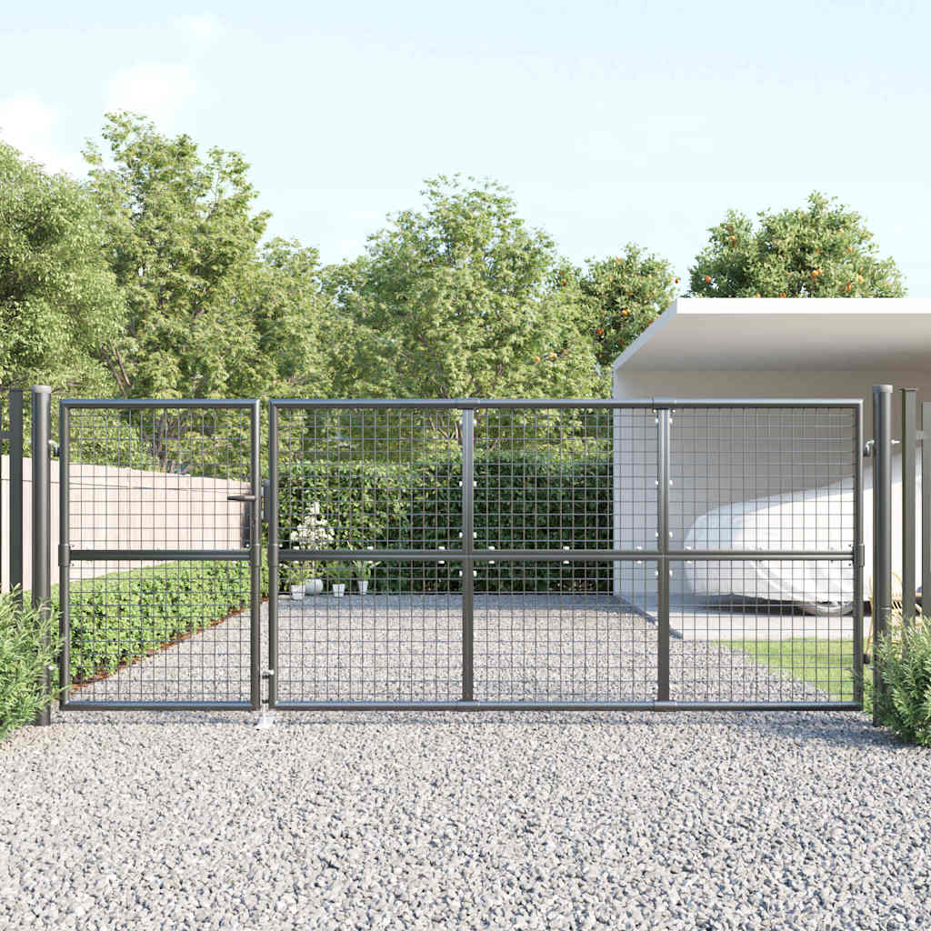vidaXL Mesh Garden Gate Anthracite 350x125 cm Galvanised Steel 1