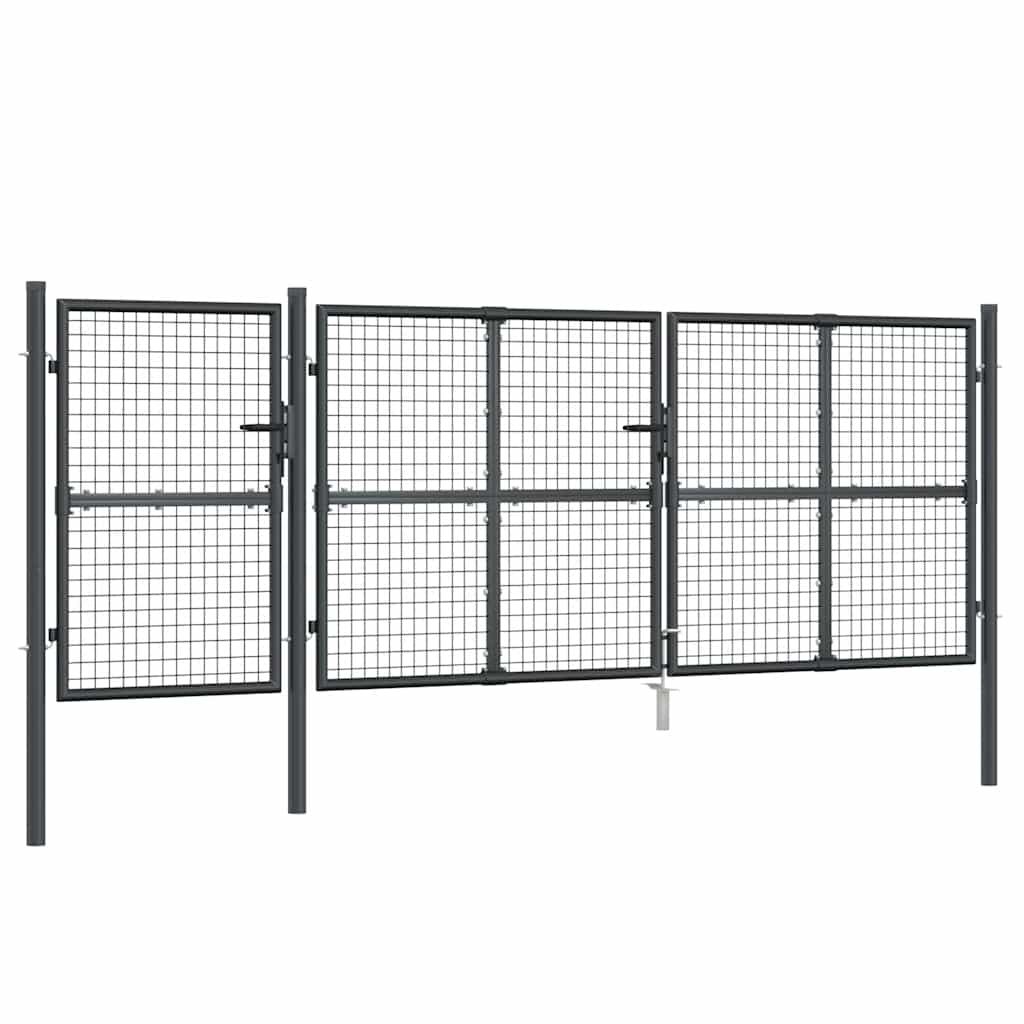 vidaXL Mesh Garden Gate Anthracite 400x125 cm Galvanised Steel 2