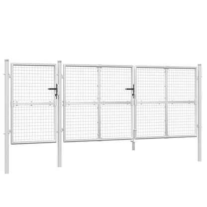 vidaXL Mesh Garden Gate Silver 400x125 cm Galvanised Steel 2