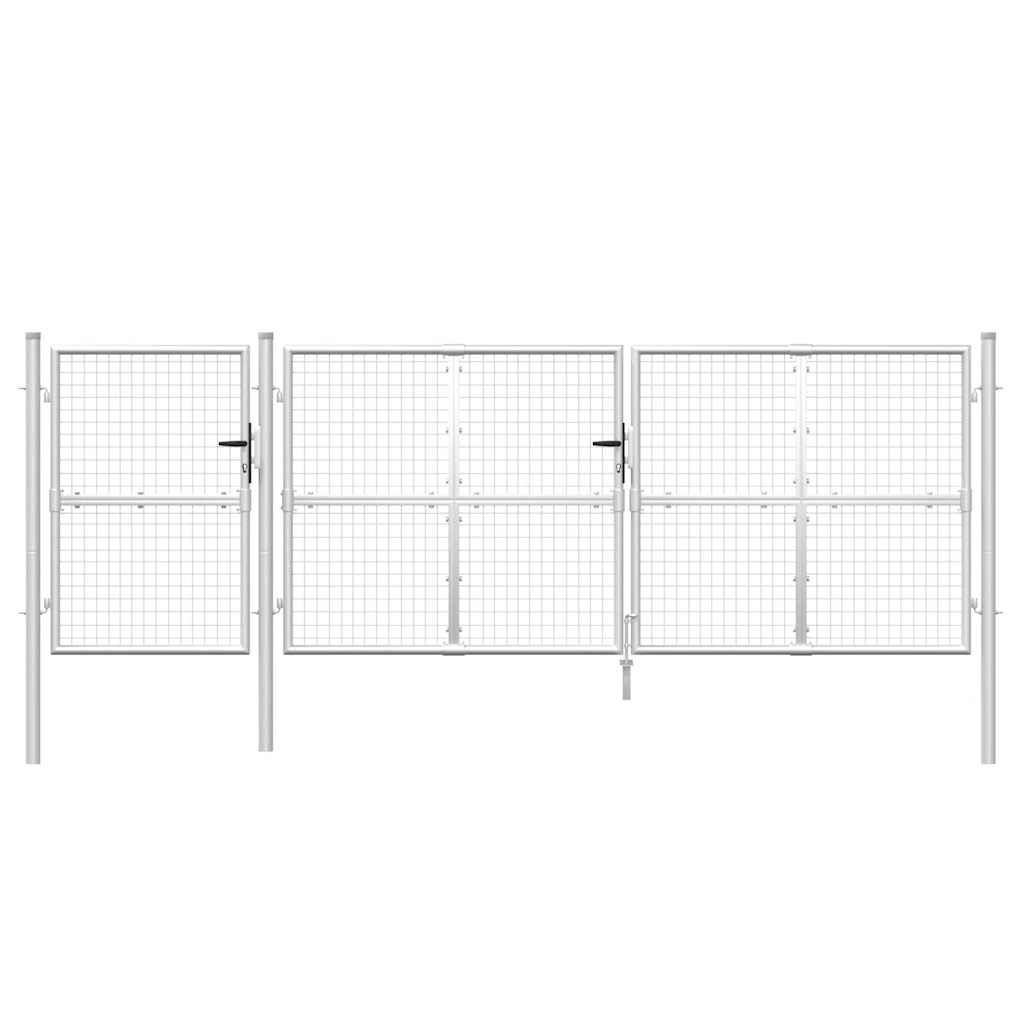 vidaXL Mesh Garden Gate Silver 400x125 cm Galvanised Steel 4