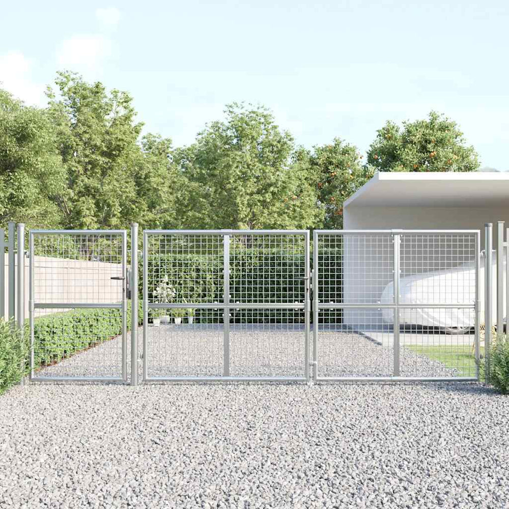 vidaXL Mesh Garden Gate Silver 400x125 cm Galvanised Steel
