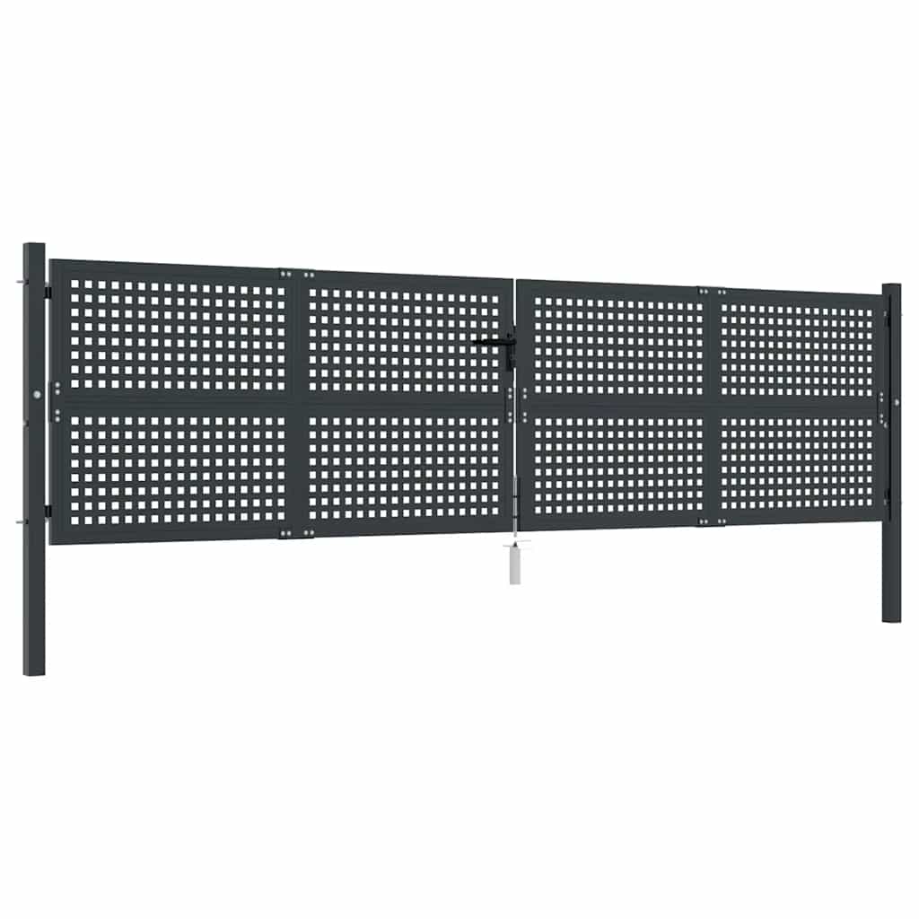 vidaXL Garden Gate Anthracite 400x75 cm Steel 2