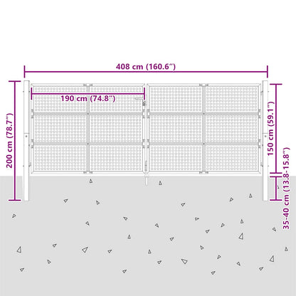 vidaXL Garden Gate Anthracite 400x150 cm Steel 6