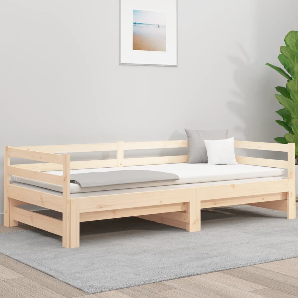 vidaXL Pull-out Day Bed 2x(90x190) cm Solid Wood Pine