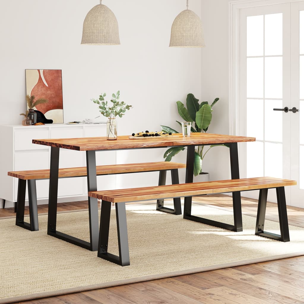 vidaXL 3 Piece Dining Set with Live Edge Solid Wood Acacia 1