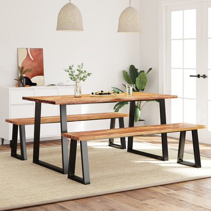 vidaXL 3 Piece Dining Set with Live Edge Solid Wood Acacia 1
