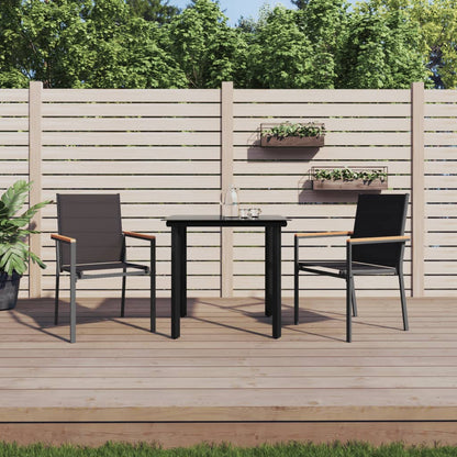 vidaXL 5 Piece Garden Dining Set Black Textilene and Steel