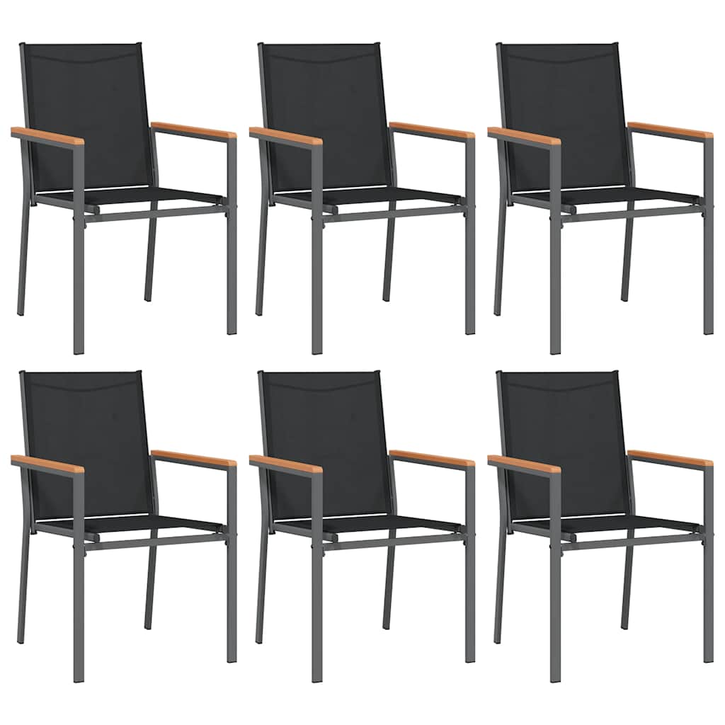 vidaXL 7 Piece Garden Dining Set Black Textilene and Steel 4