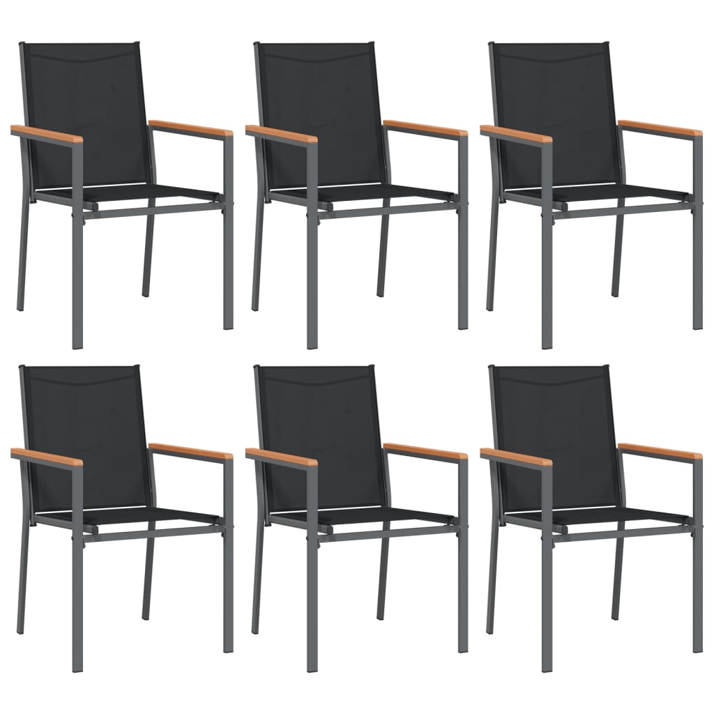 vidaXL 7 Piece Garden Dining Set Black Textilene and Steel 4