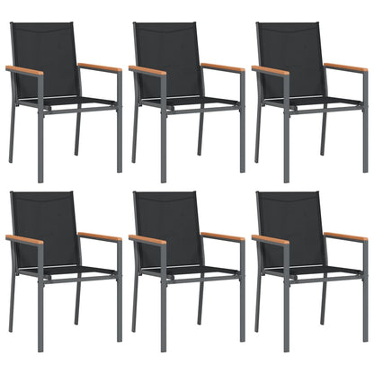vidaXL 7 Piece Garden Dining Set Black Textilene and Steel 4