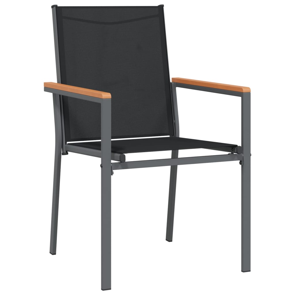 vidaXL 7 Piece Garden Dining Set Black Textilene and Steel 5