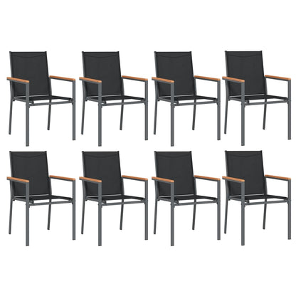 vidaXL 9 Piece Garden Dining Set Black Textilene and Steel 4