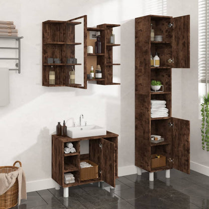 3 Piece Bathroom Furniture Set Engineered Wood Smoked oak