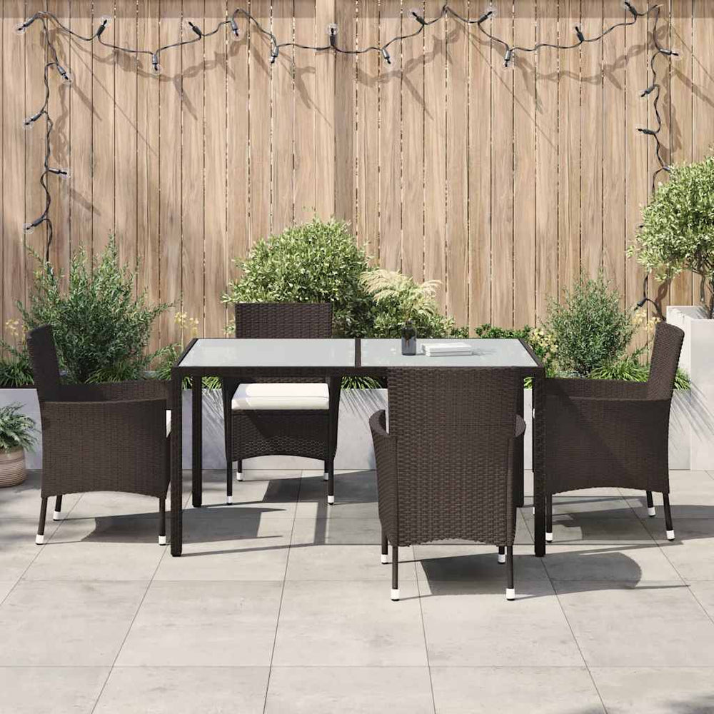 vidaXL 5 Piece Garden Dining Set with Cushions Poly Rattan