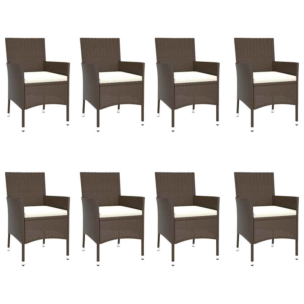 5 Piece Garden Dining Set with Cushions Poly Rattan 190 cm table length 8