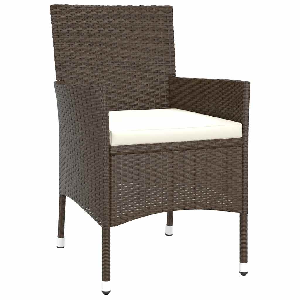 vidaXL 9 Piece Garden Dining Set with Cushions Brown Poly Rattan 4