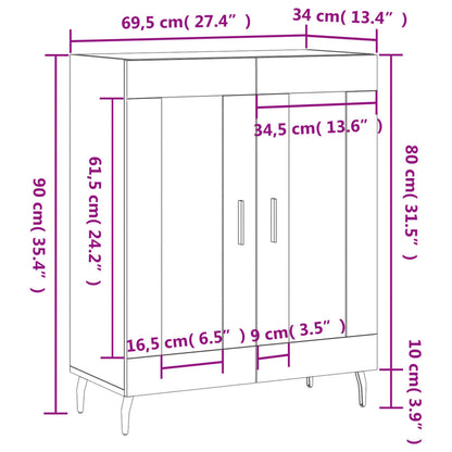 vidaXL Sideboard Sonoma Oak 69.5x34x90 cm Engineered Wood