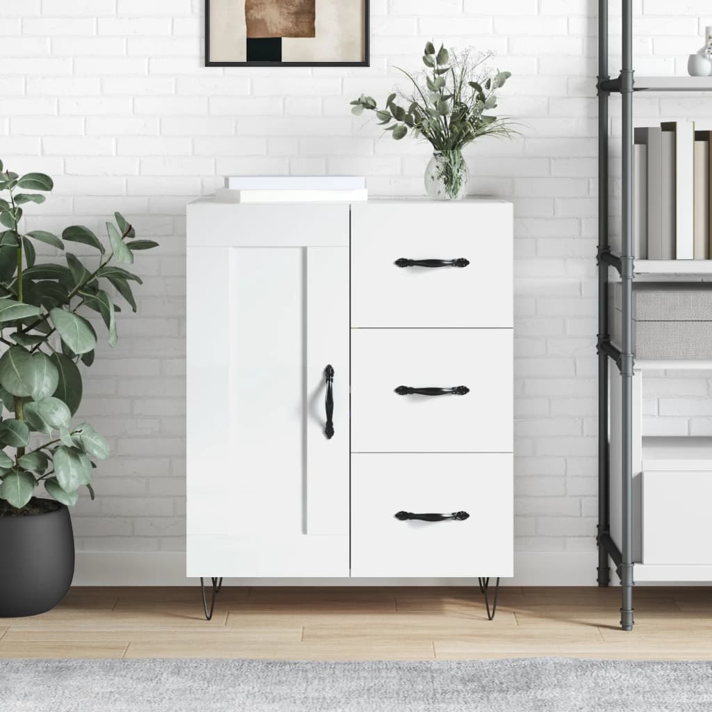 Sideboard 69,5x34x90 cm Engineered Wood High gloss white